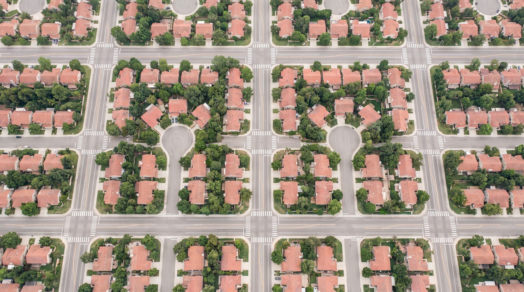Aerial view of Orange County residential streets